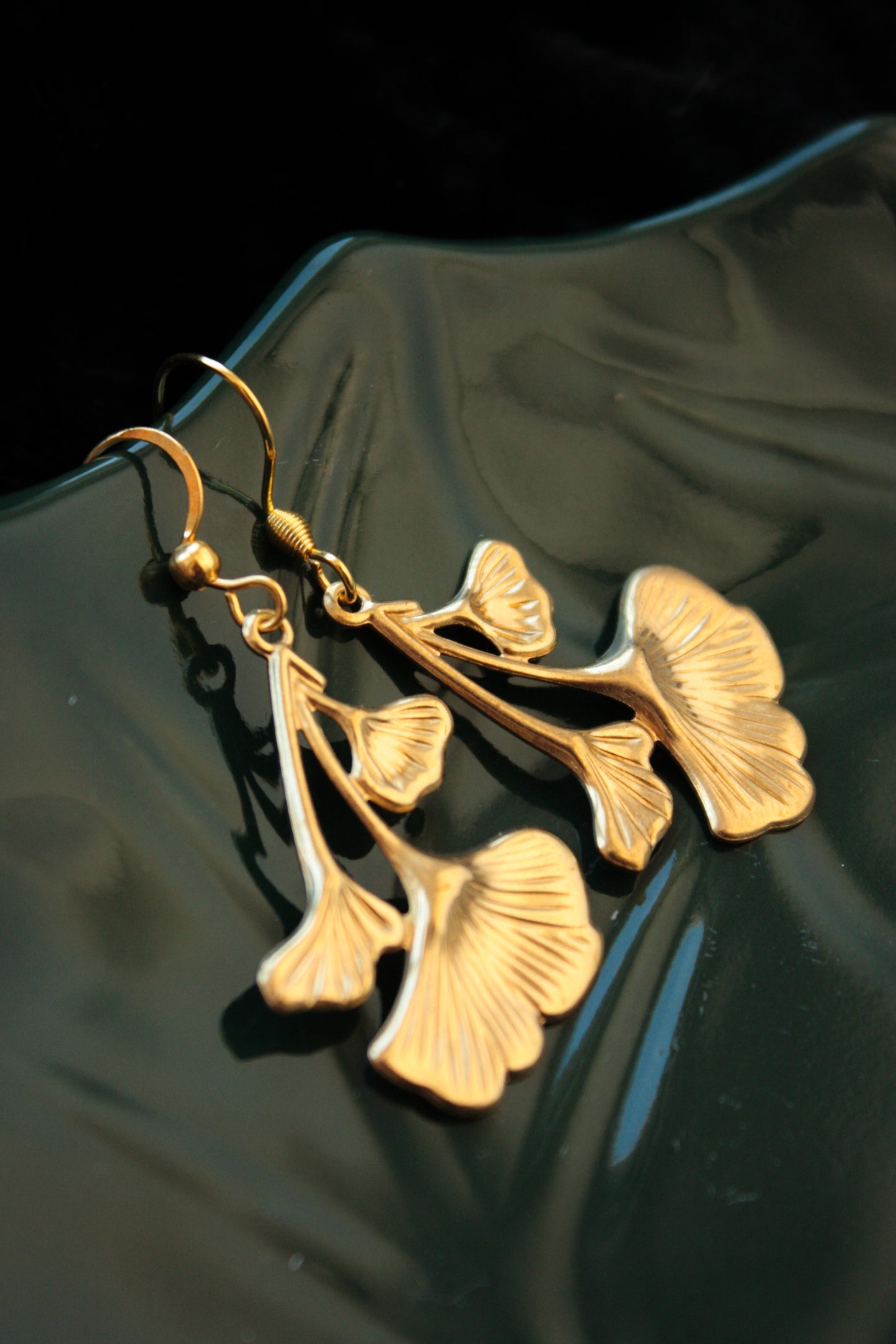 Ginkgo Brass Earrings