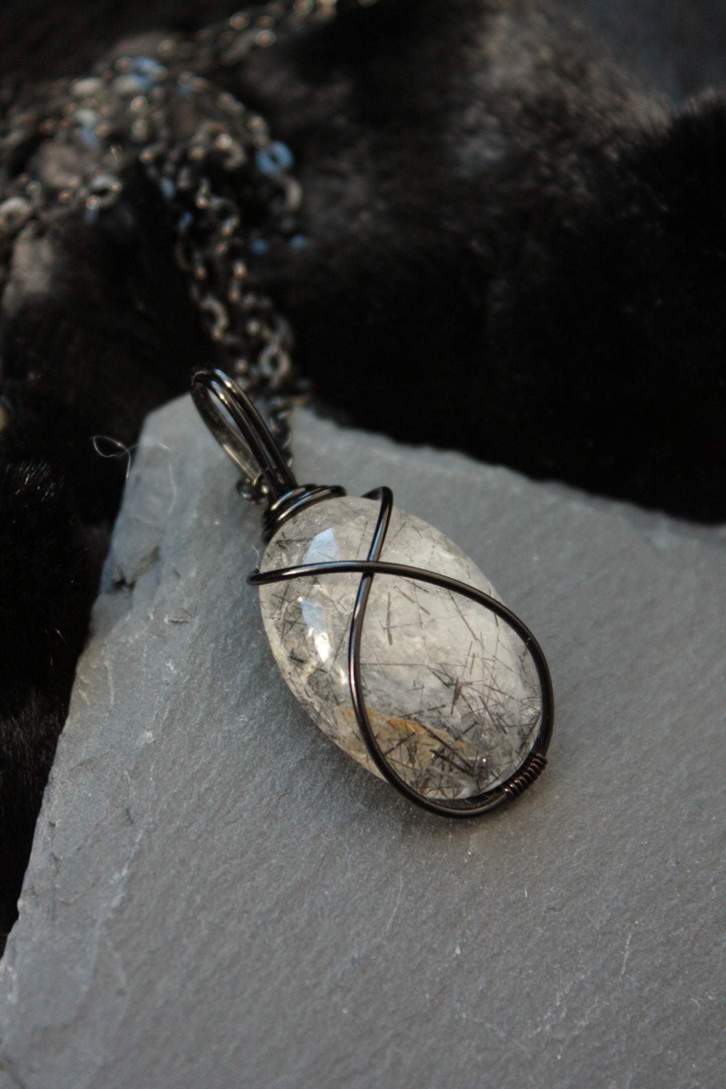 Tourmalinated Quartz Pendant