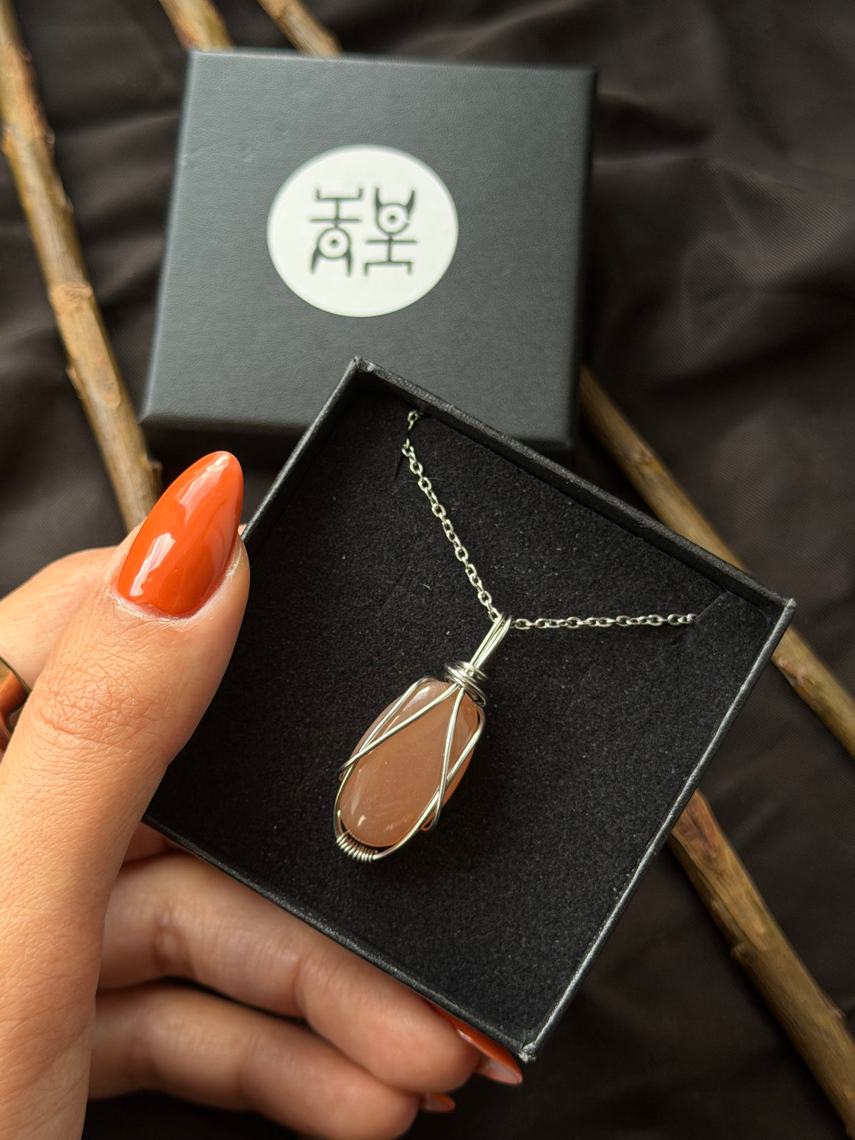 Harvest Moon — Peach Moonstone Pendant