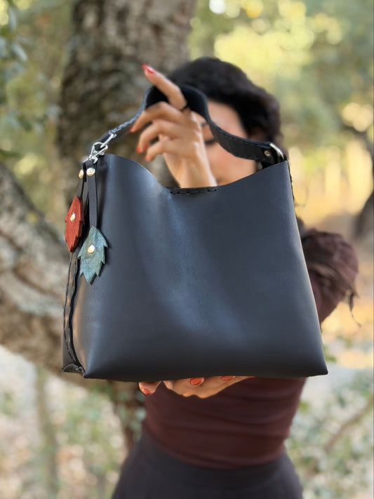 The Rowan Leather Bag — Midnight Black