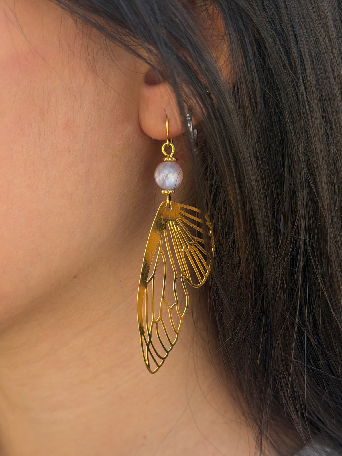 Golden Fae Wing Earrings