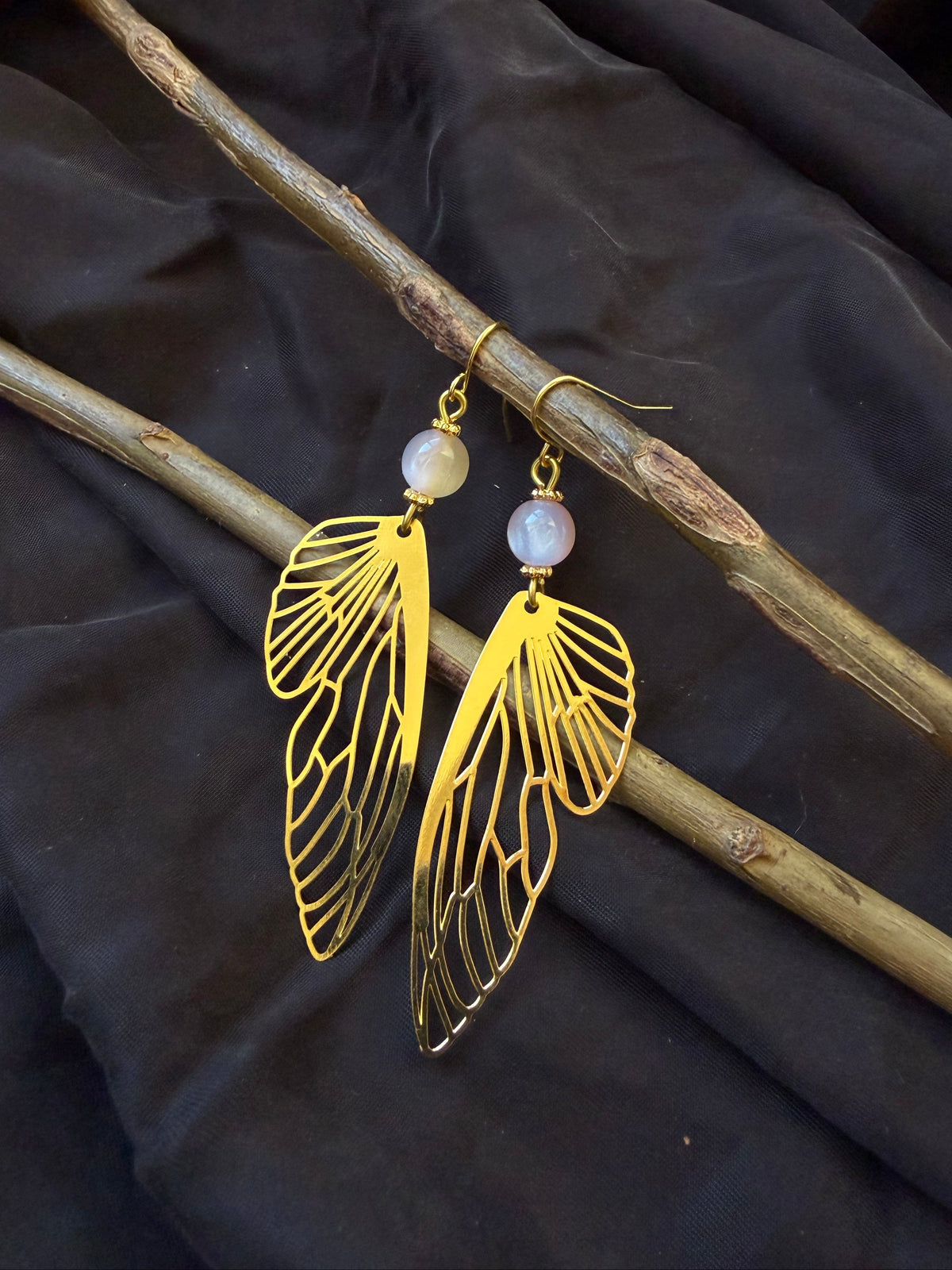 Golden Fae Wing Earrings