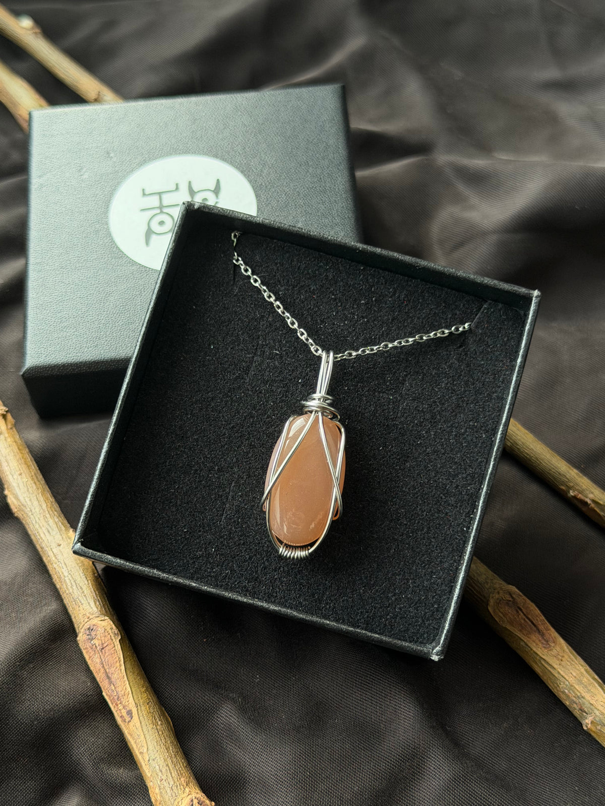 Harvest Moon — Peach Moonstone Pendant