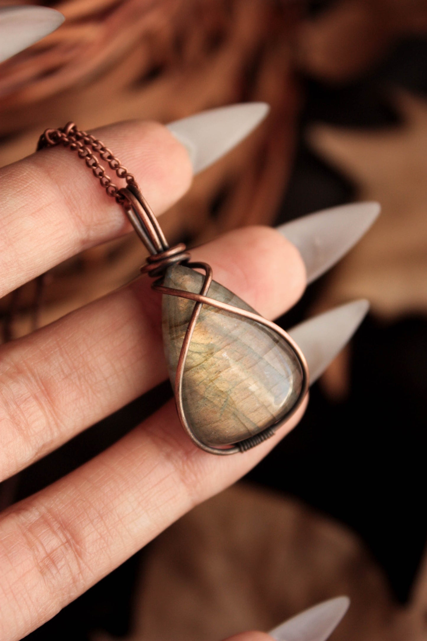 Orange Labradorite Pendants
