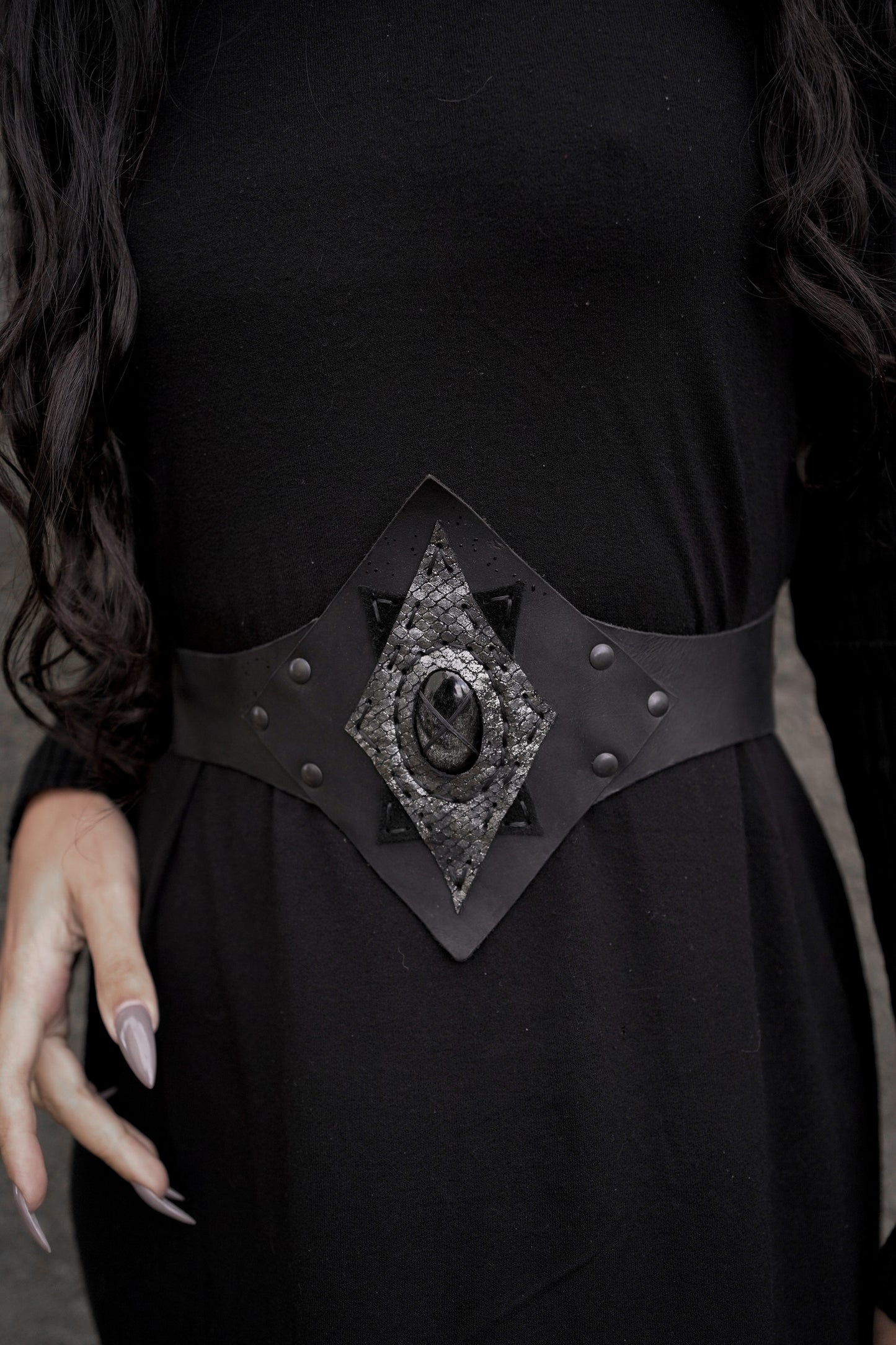 Black Sun Silver Obsidian Belt