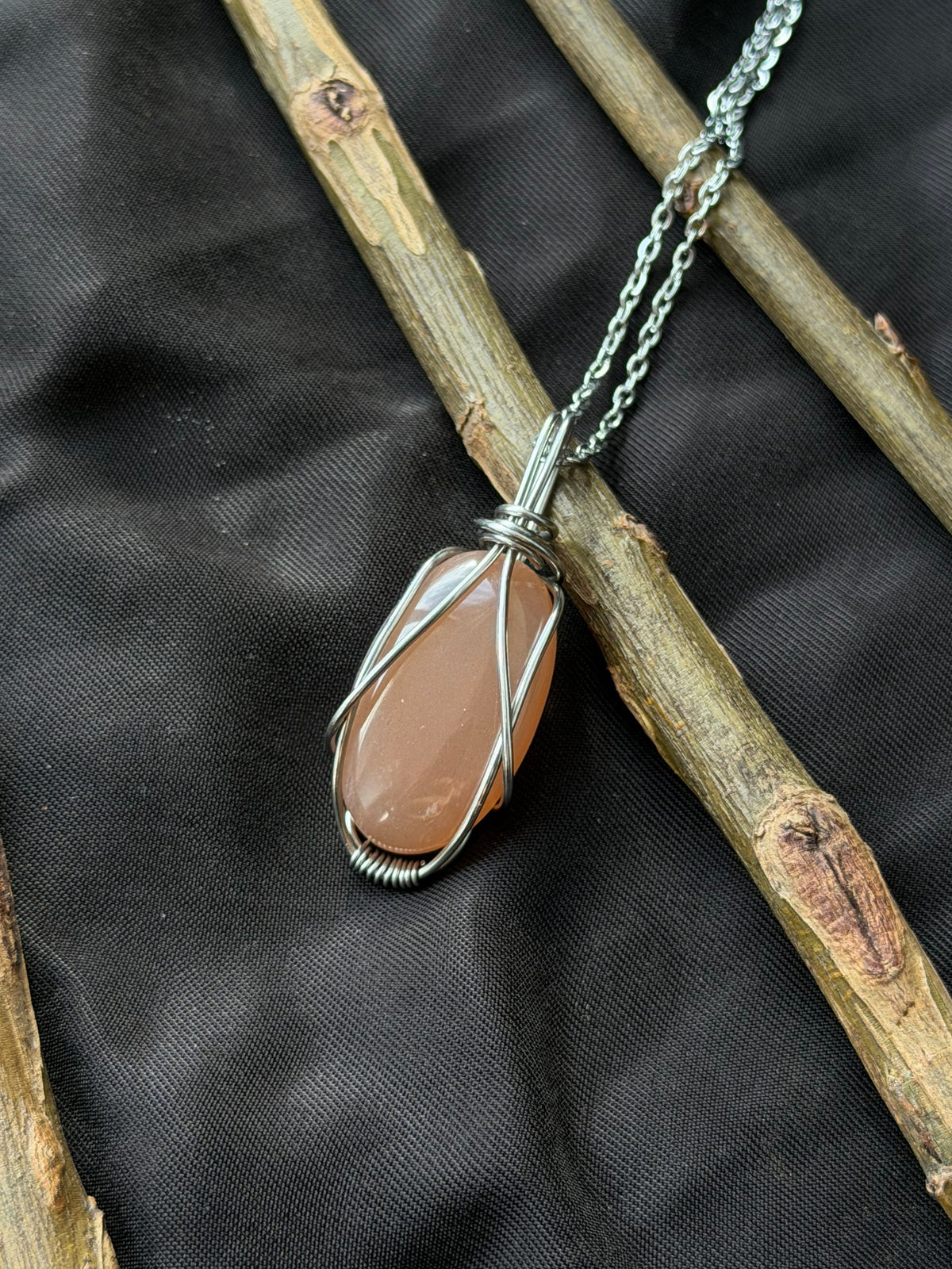Harvest Moon — Peach Moonstone Pendant