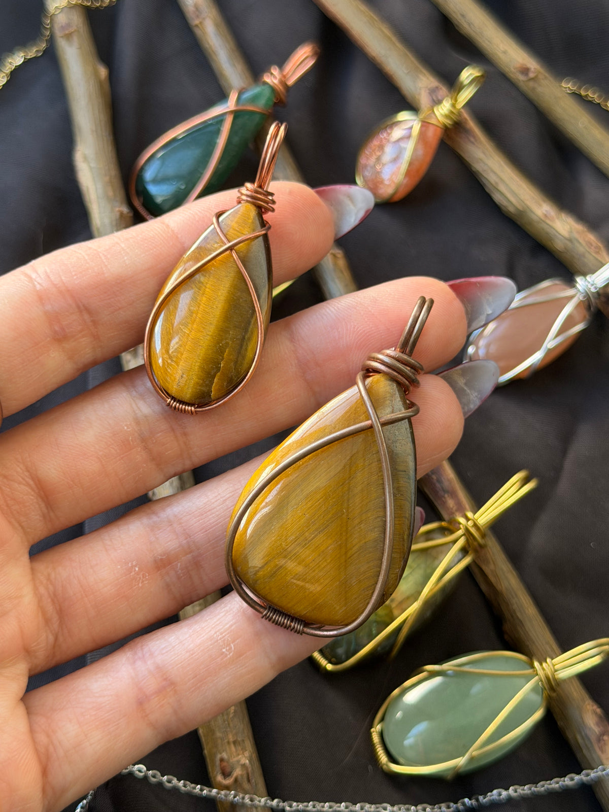 Golden Courage — Tiger's Eye Pendants