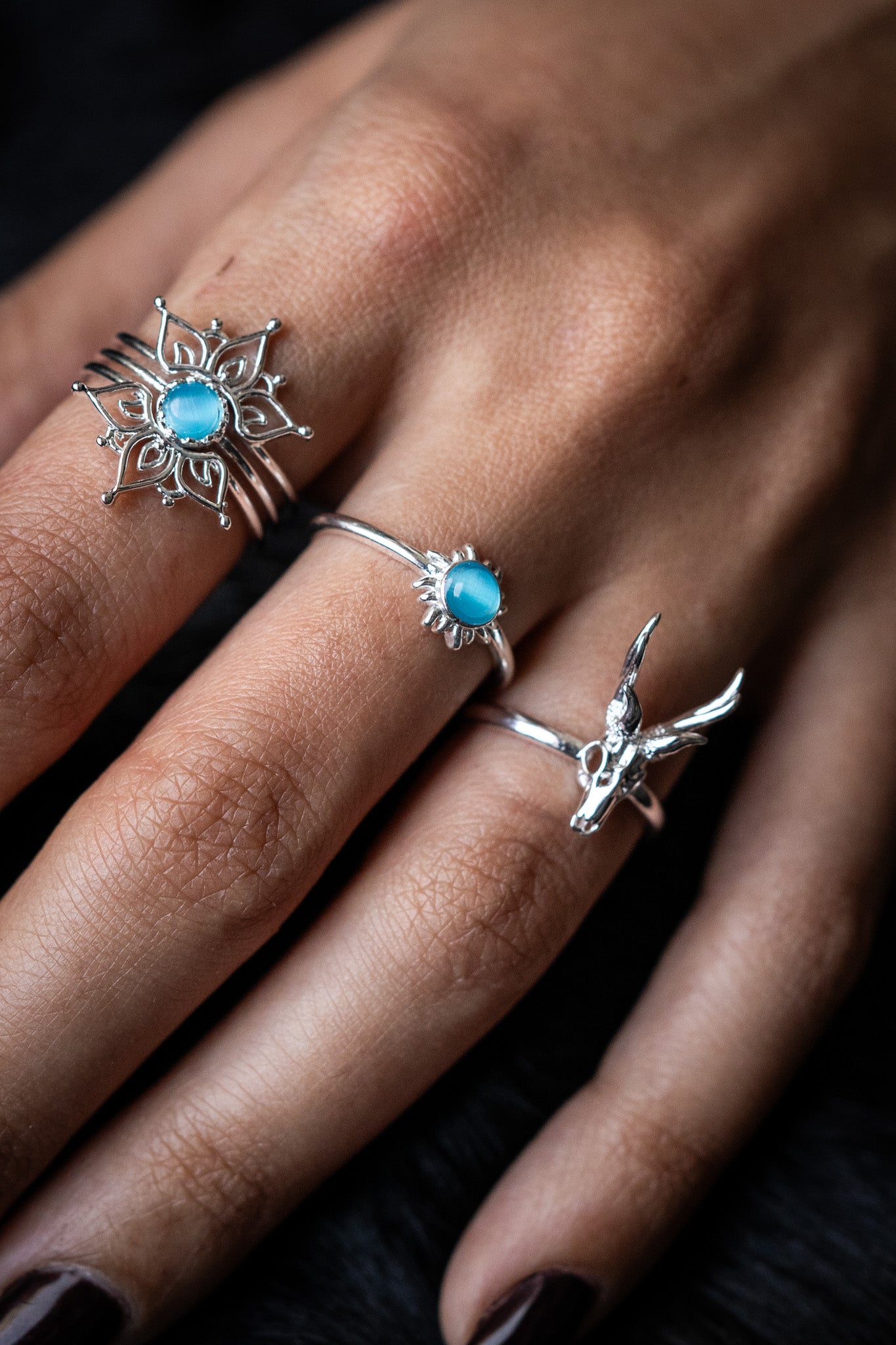 Deer Skull Ring Set