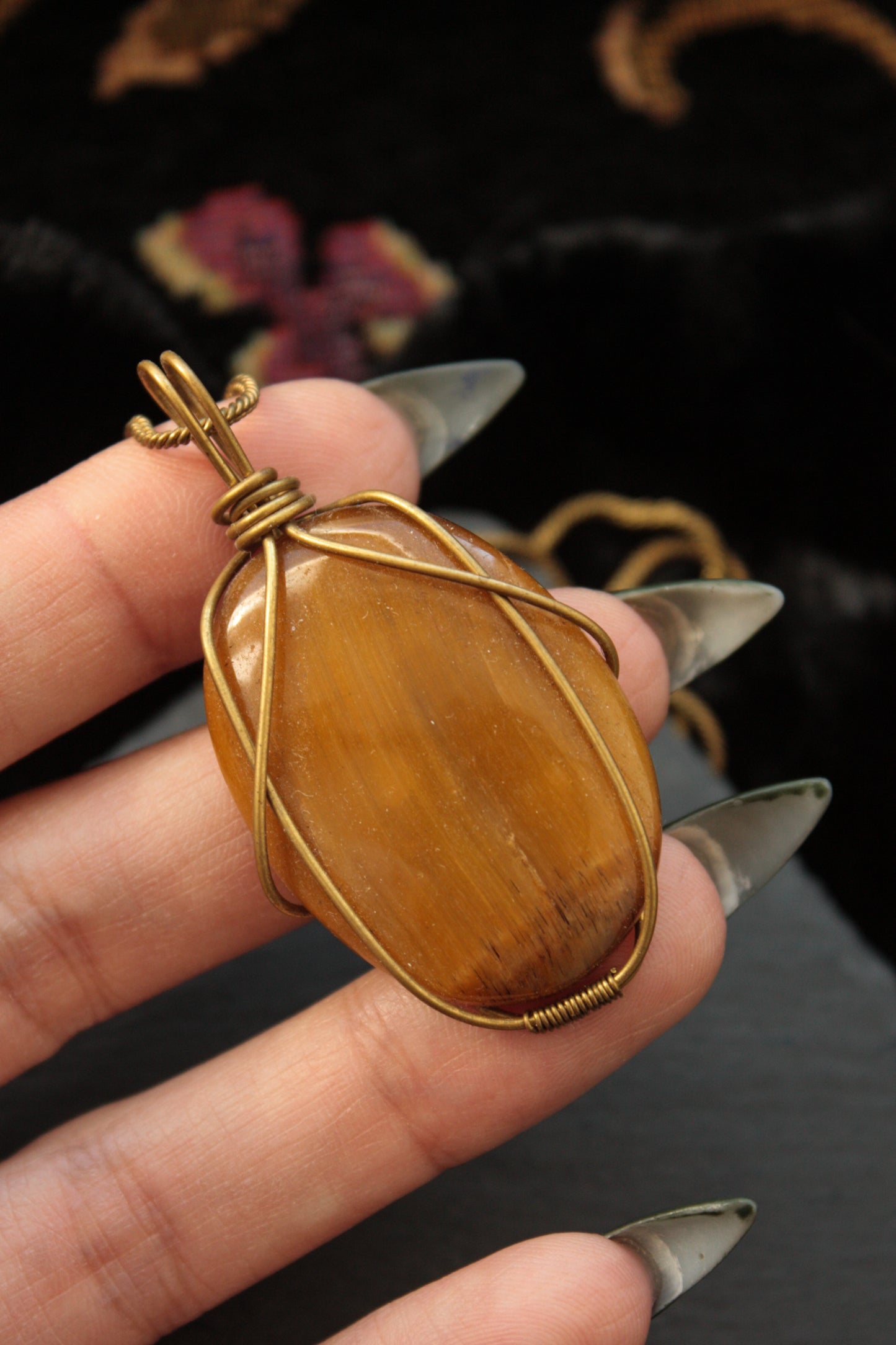 Tigers Eye Brass Pendant