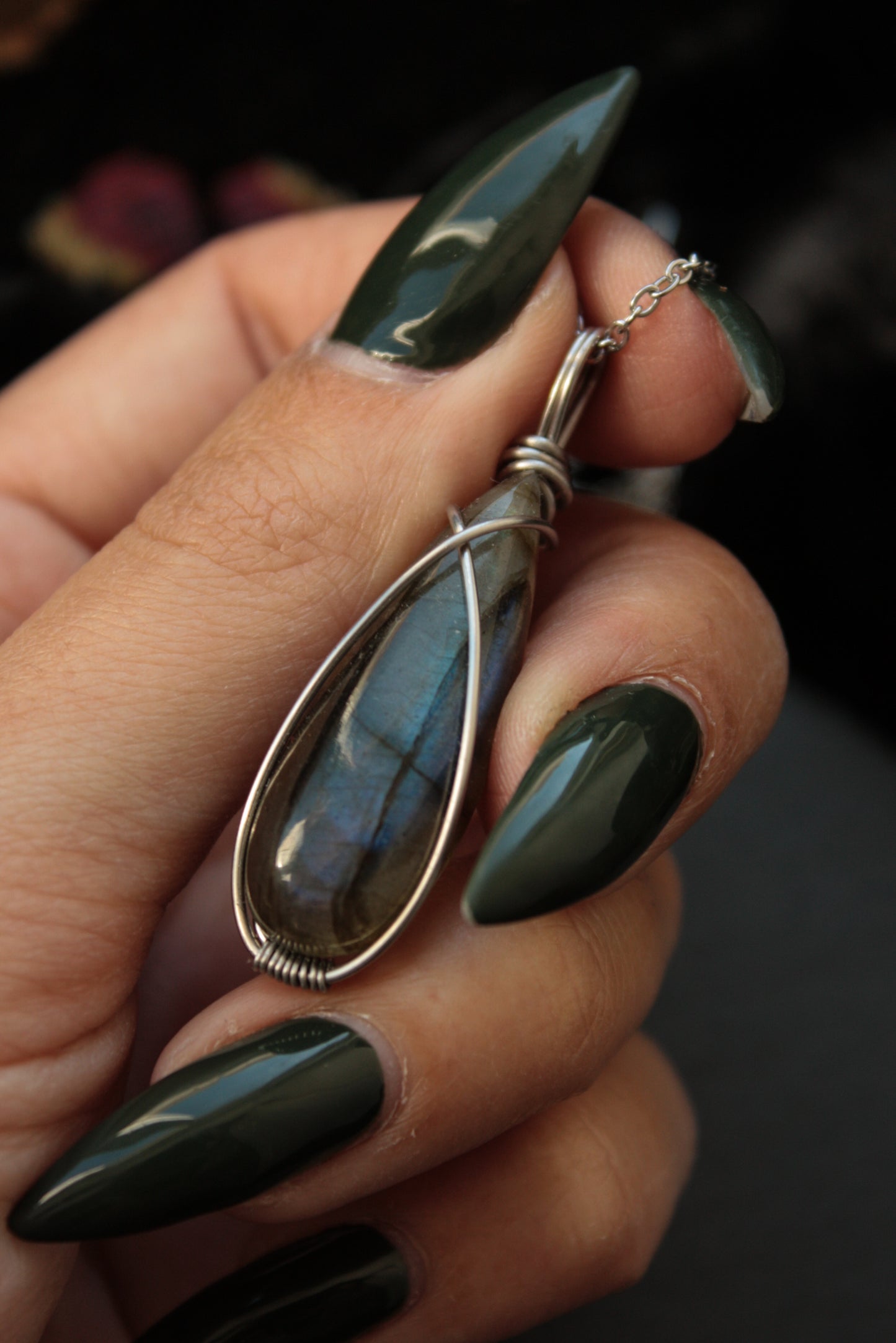 Deep Blue Labradorite Teardrop Pendant