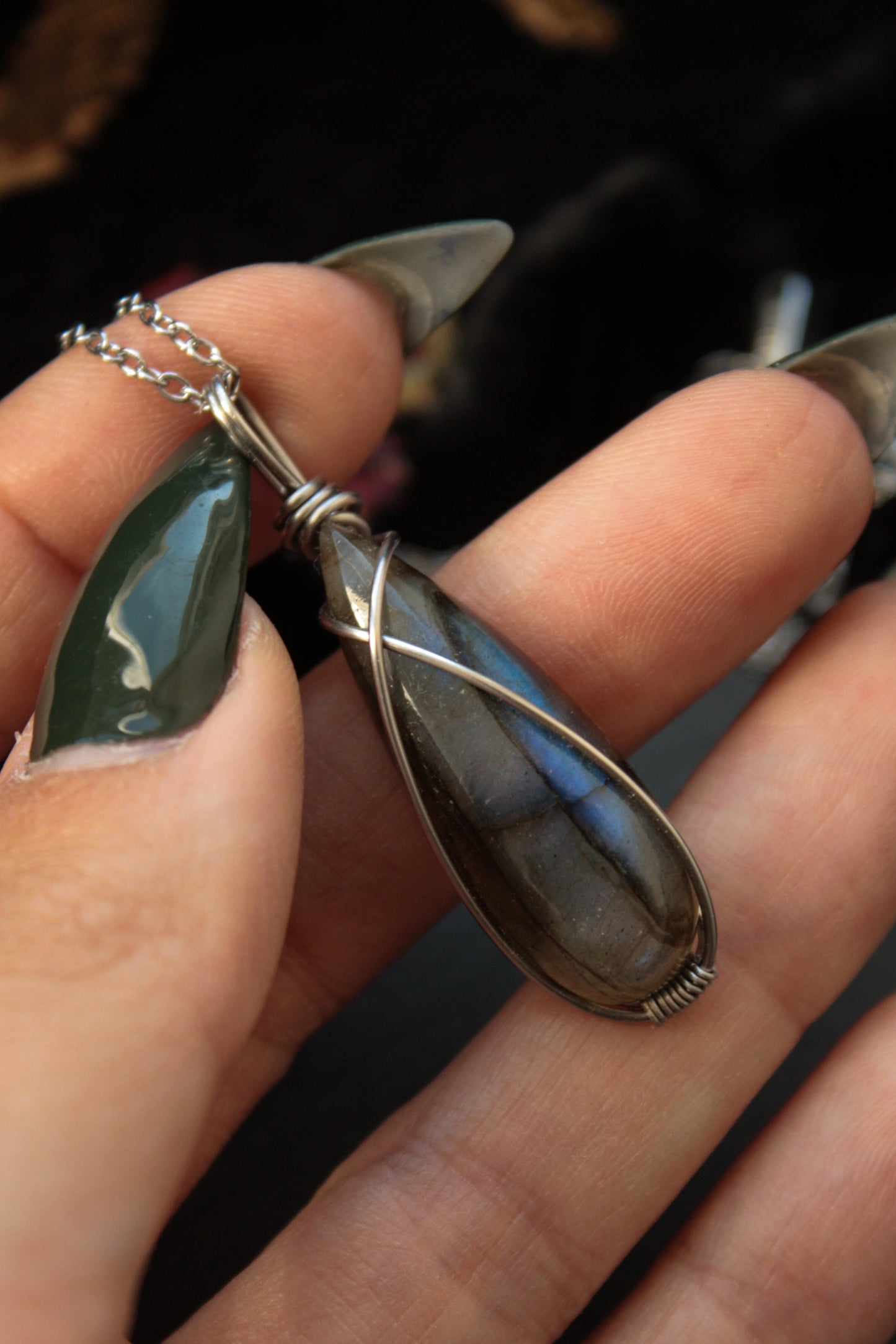 Deep Blue Labradorite Teardrop Pendant