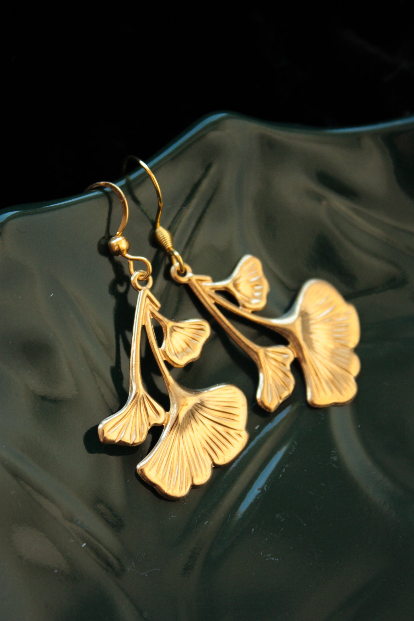 Ginkgo Brass Earrings