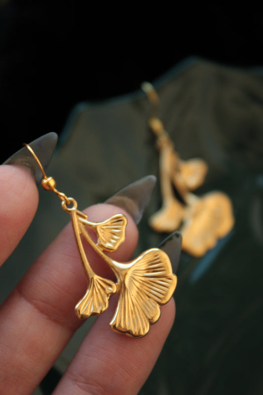 Ginkgo Brass Earrings