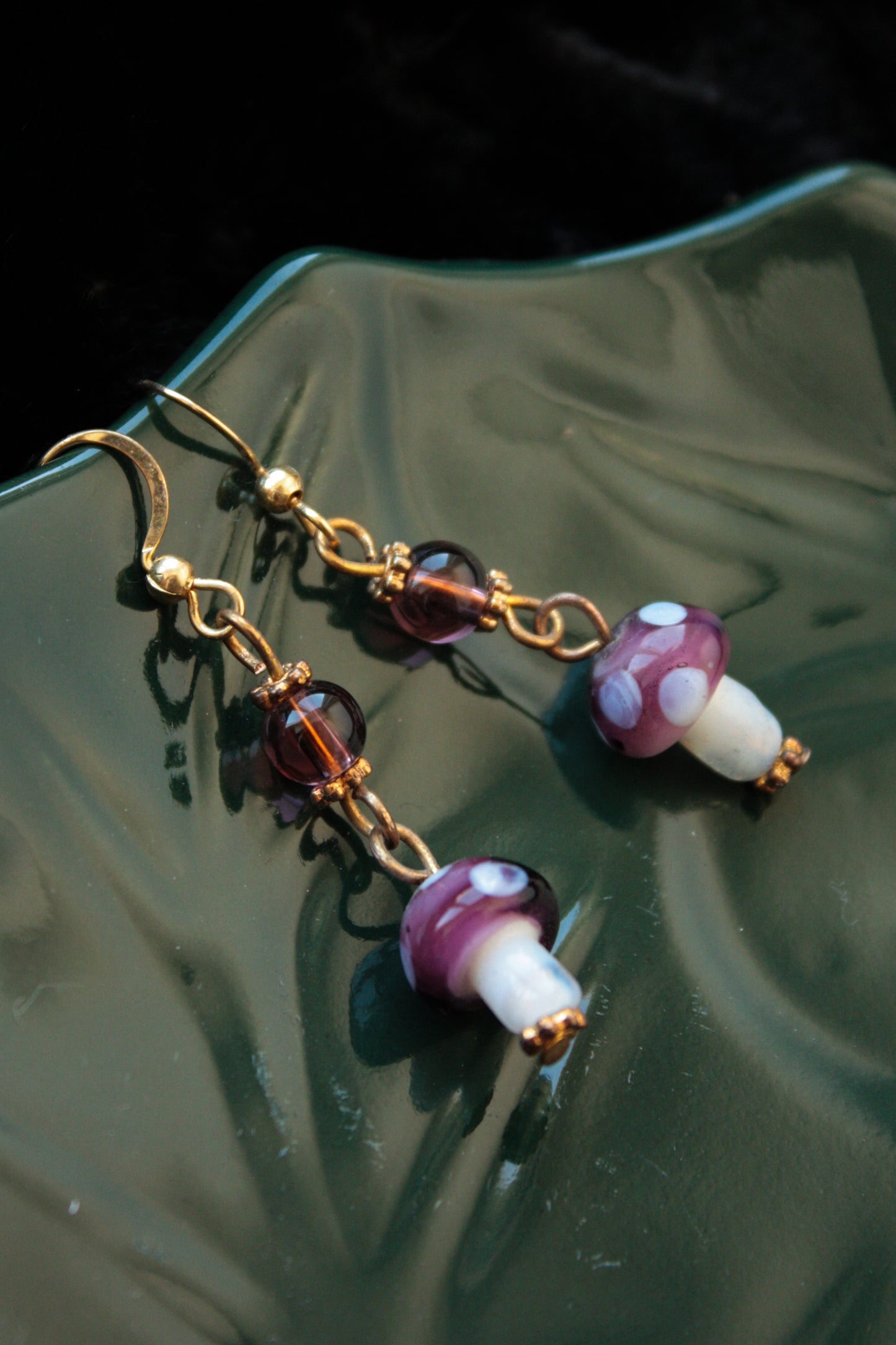 Purple Mushroom Earrings